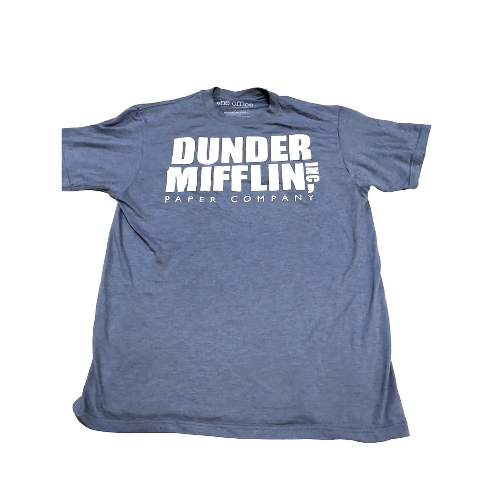 Dunder Mifflin - Men's Medium T-Shirt  Adult  Light Blue & White - The Office